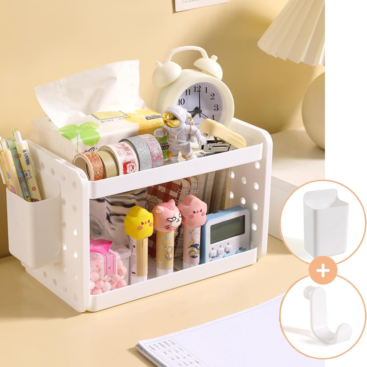 2 Tier White Desktop Organizer - Stylish Storage Solution!