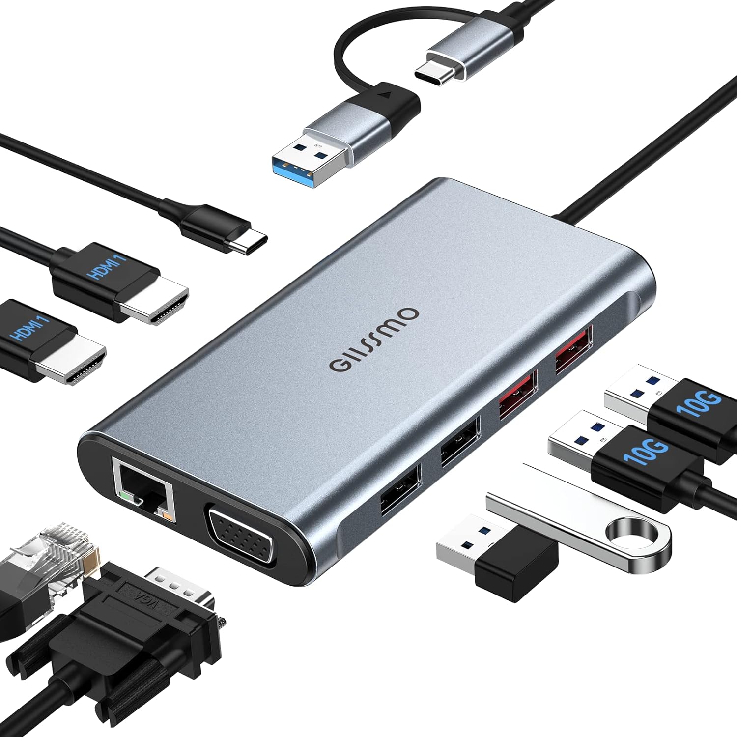 USB Docking Station Dual Monitor for Triple Display Setup