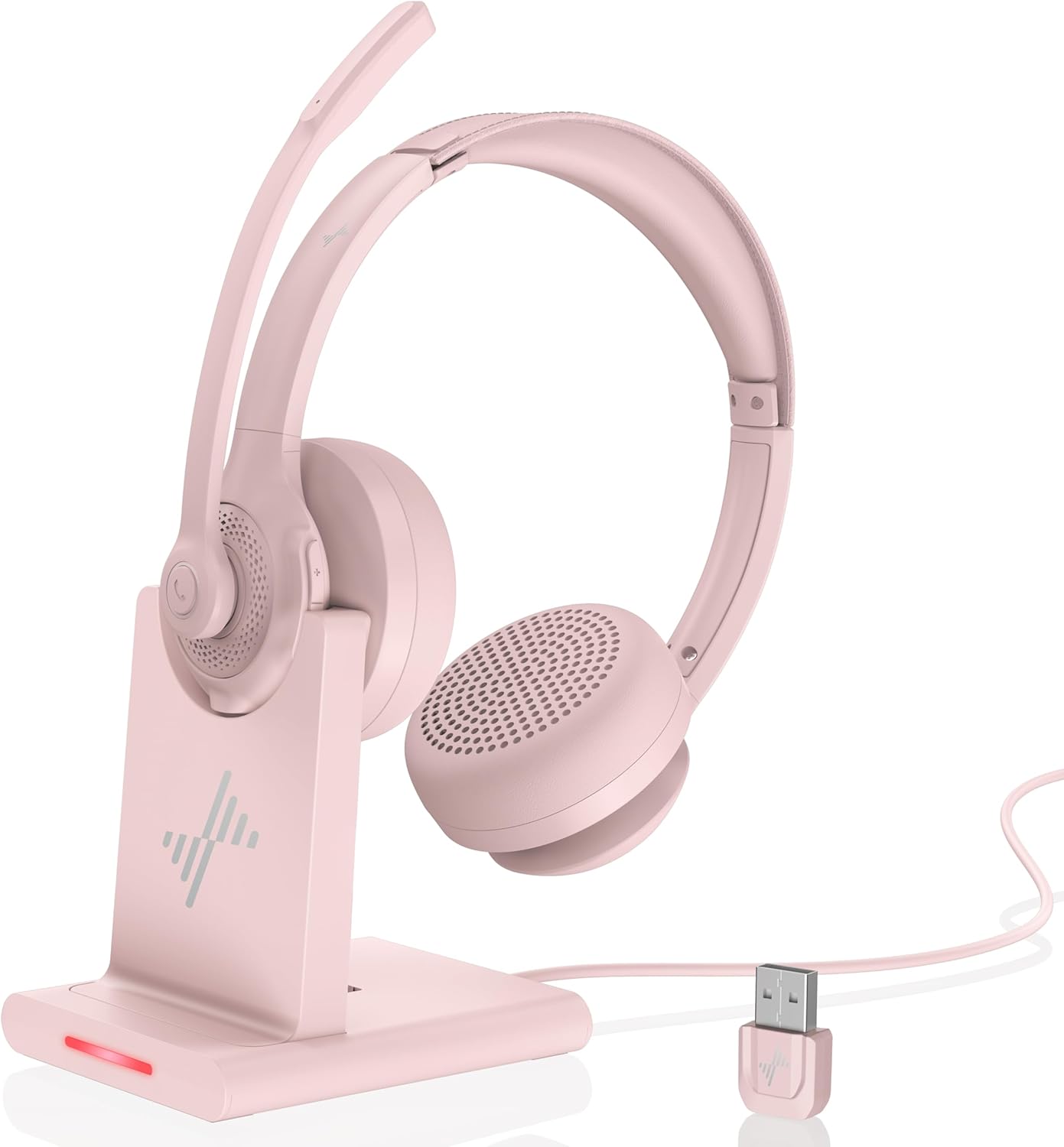 Wireless Headset with AI Noise Cancelling Microphone for All Devices