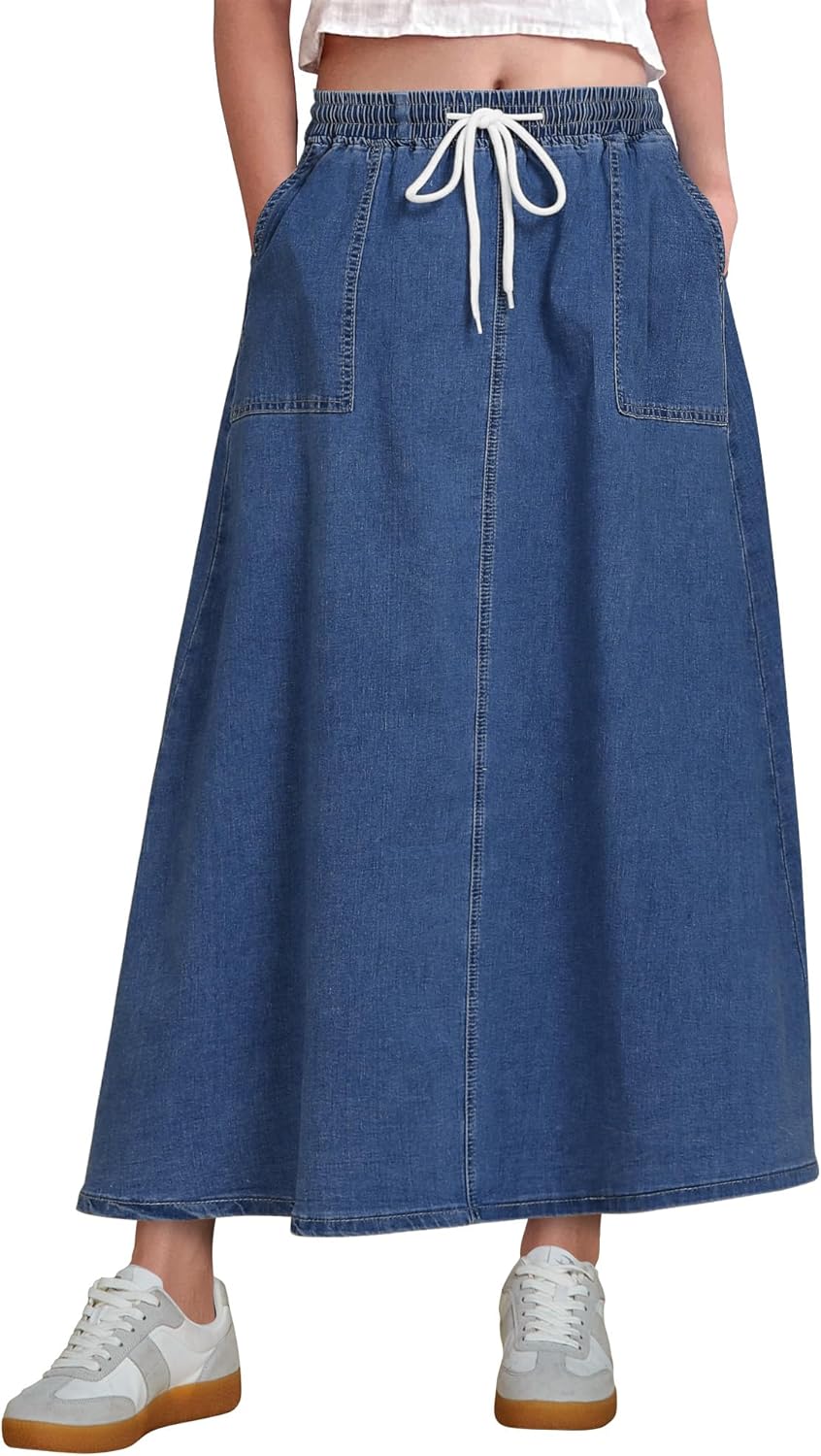 luvamia Denim Skirts for Women: Trendy A Line Maxi Style