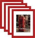 11x14 Picture Frame Set of 4 - High Definition Real Glass Red frames