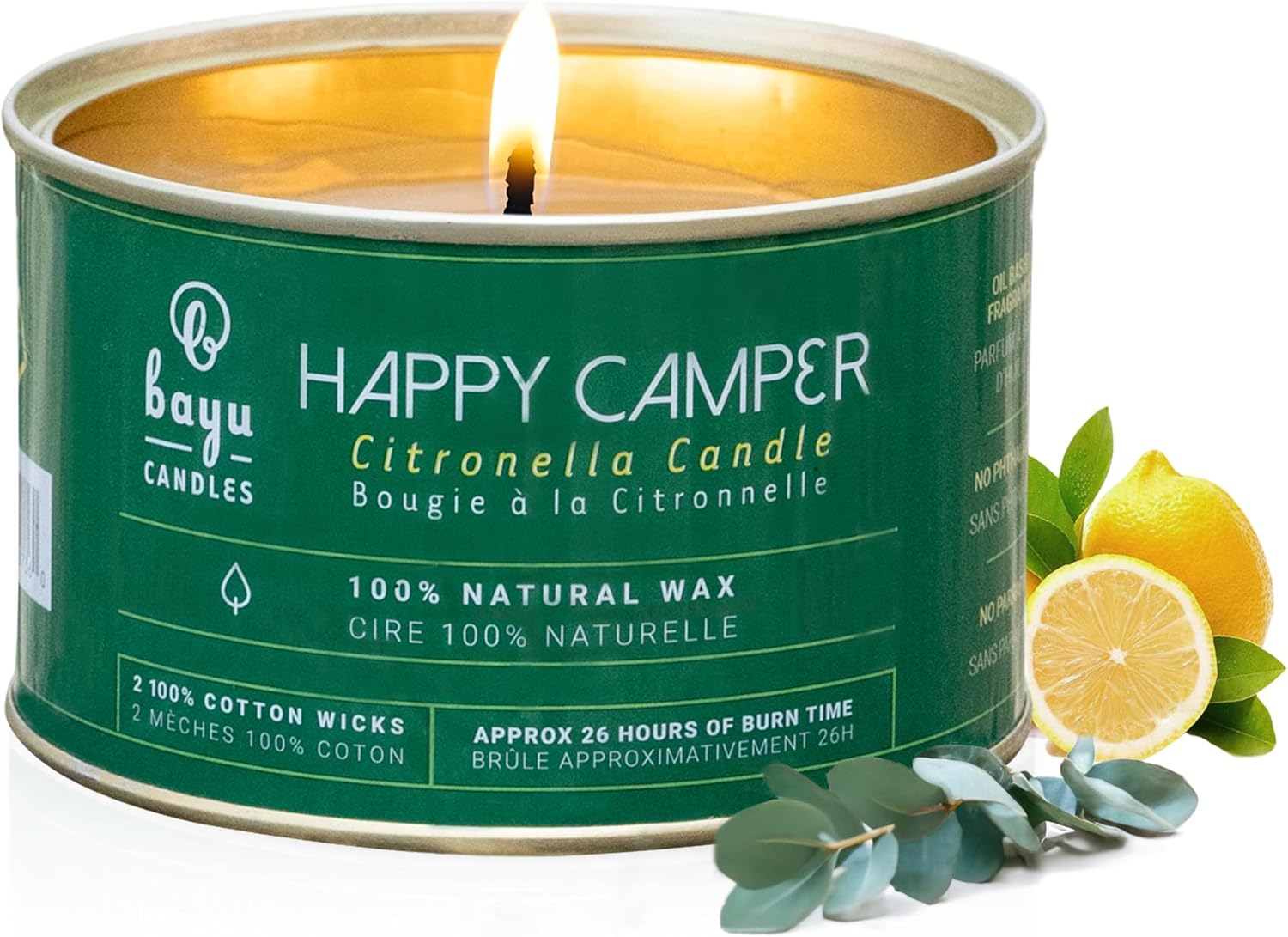 Happy Camper Citronella Candle - 26 Hour Bug-Free Bliss!