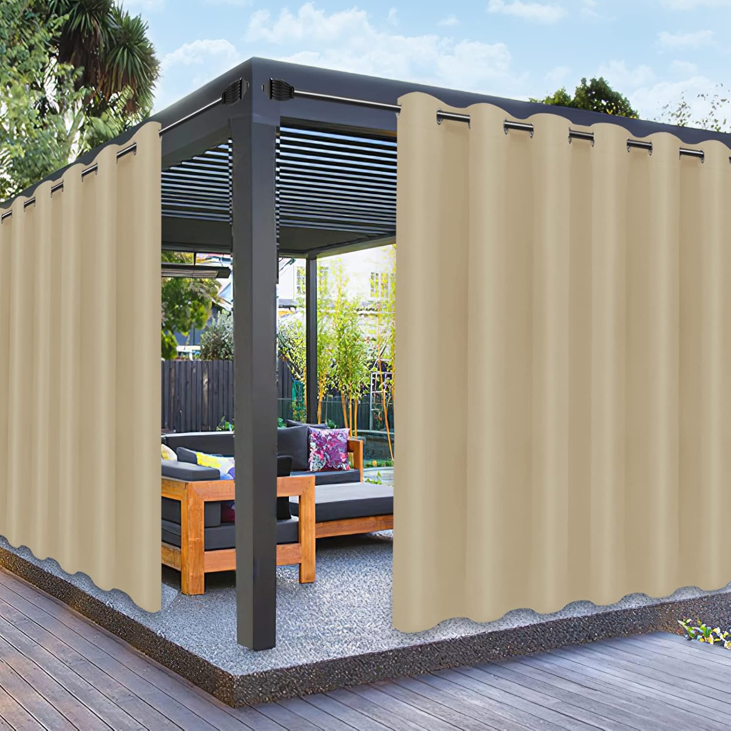 PureFit Outdoor Curtains for Patio Waterproof and UV Resistant