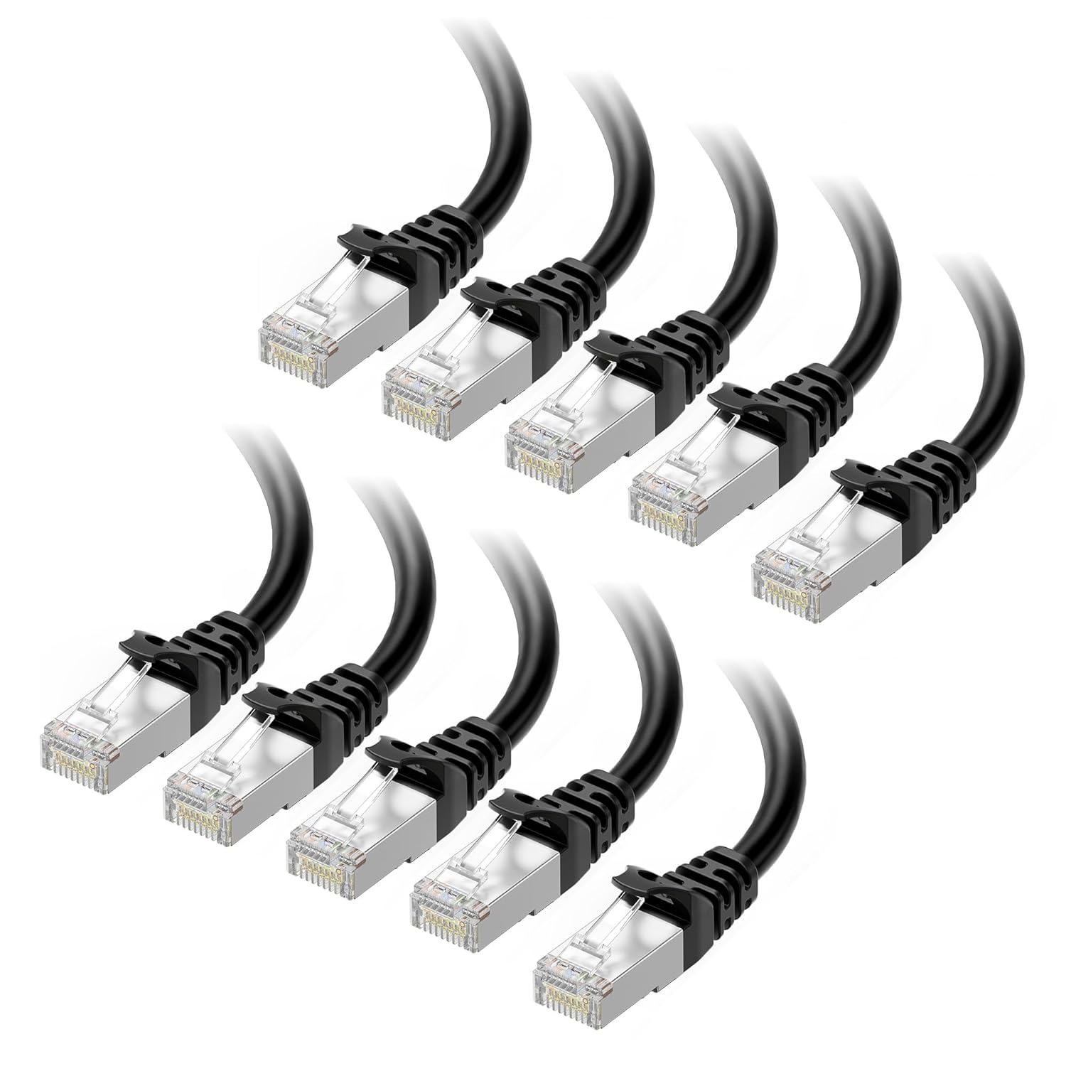 10-Pack High-Speed Cat 6A Ethernet Cable - 10Gbps, 14ft