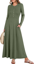 ANRABESS Women's Long Sleeve Maxi Dress - Fit & Flare Fall 2025