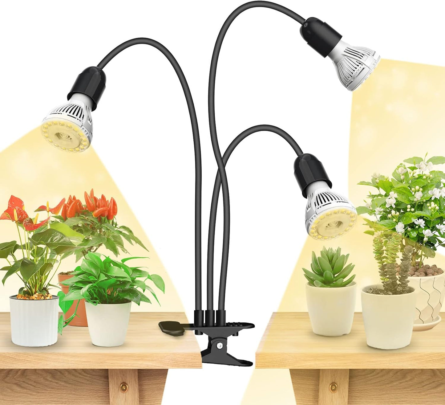 SANSI LED Grow Lights for Indoor Plants with 3-Head Gooseneck