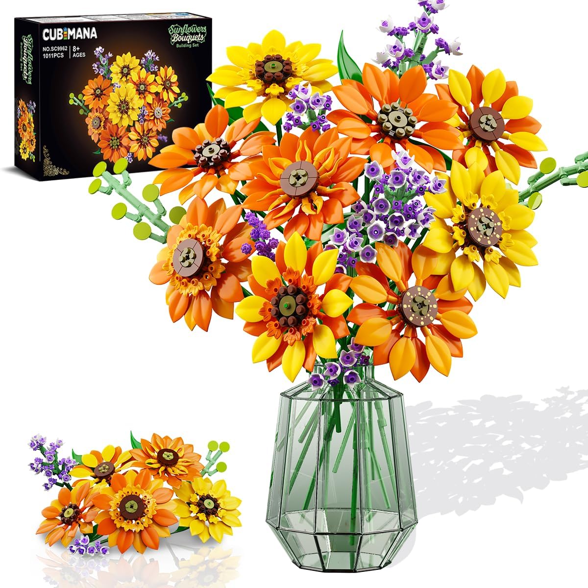 Flowers Sunflower Bouquet Building Set with Lights for Home Decor