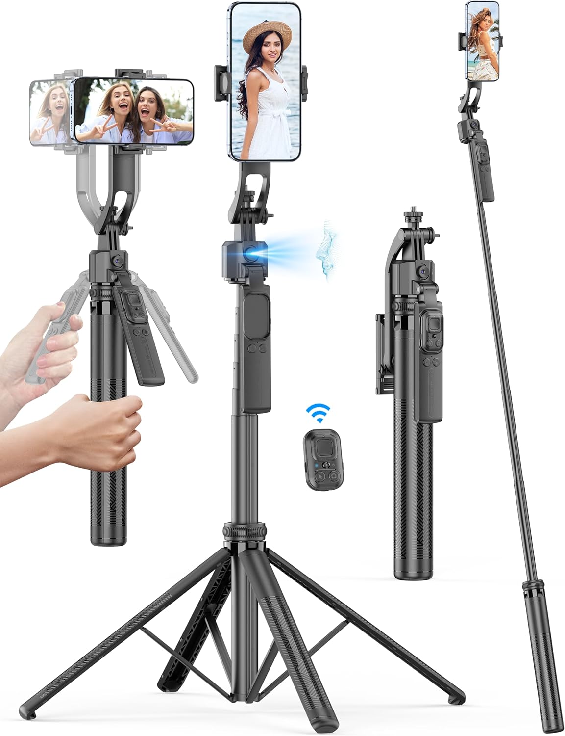 64 Auto Face Tracking Tripod with 360 Rotation for Content Creators