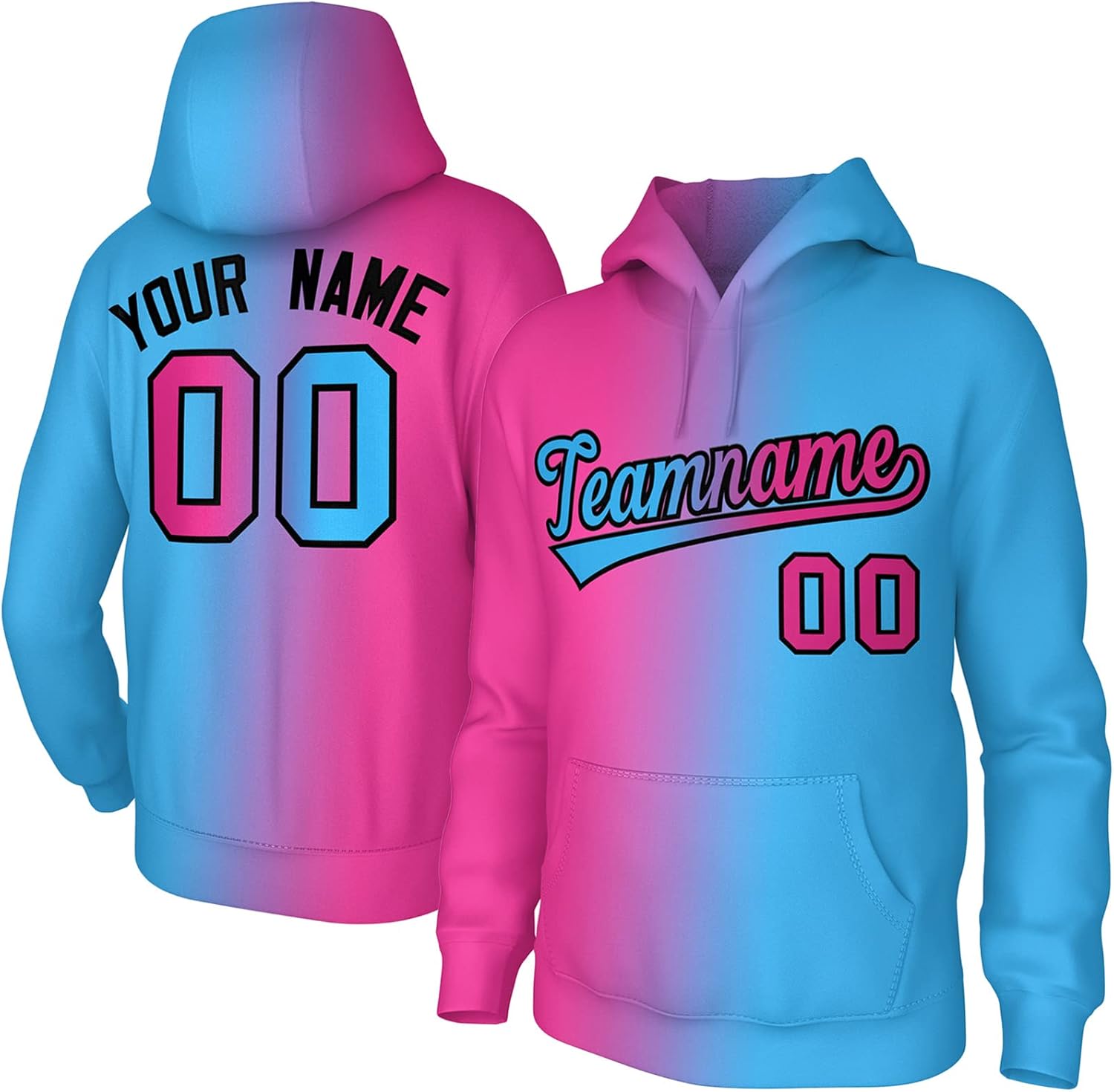 Personalized Men's Fleece Hoodie with Custom Stitched Name & Number
