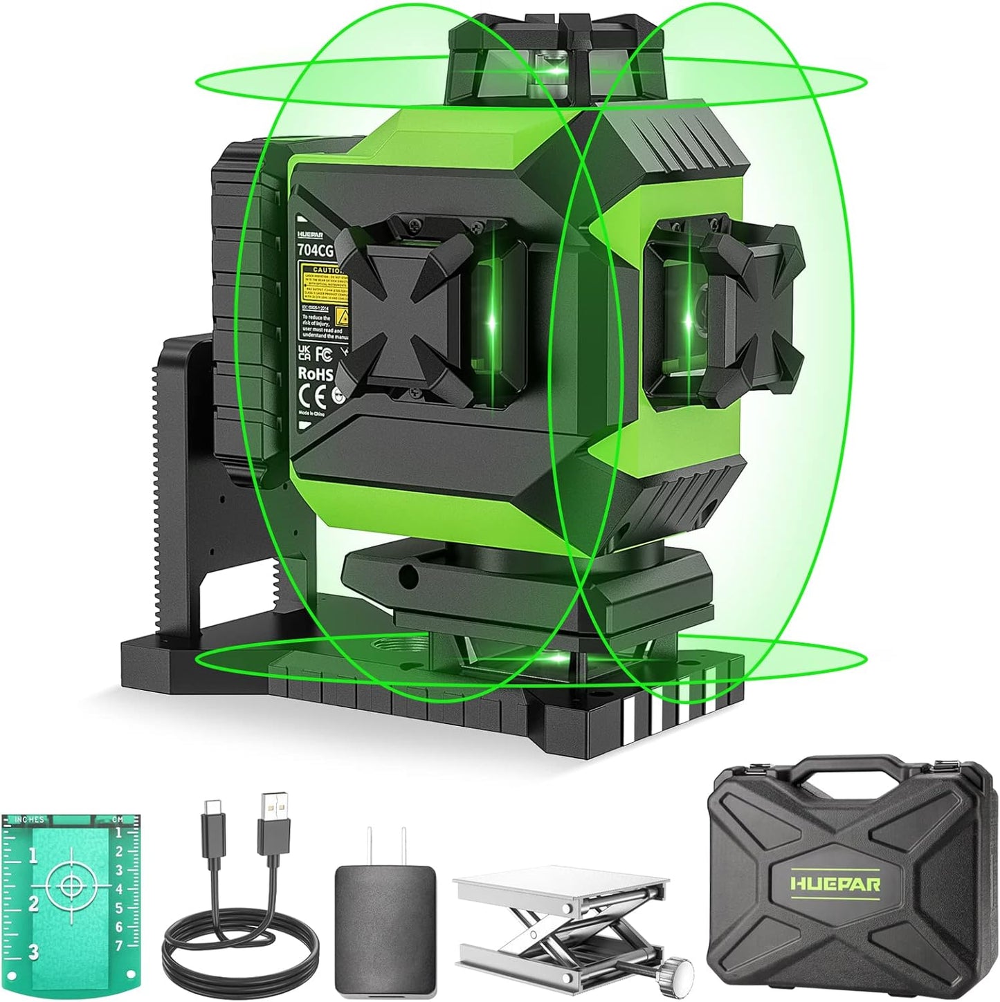Huepar 4D Green Beam Laser Level with 16 Lines for Precision