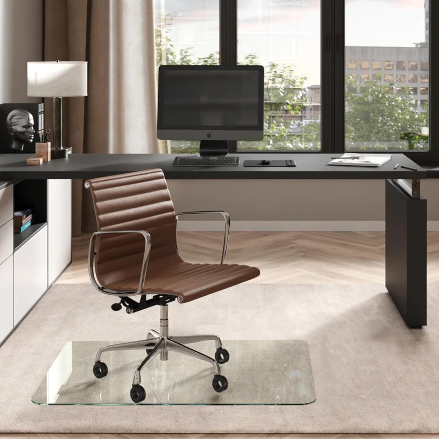 Vitrazza Glass Office Chair Mat for Carpet and Hardwood Floors