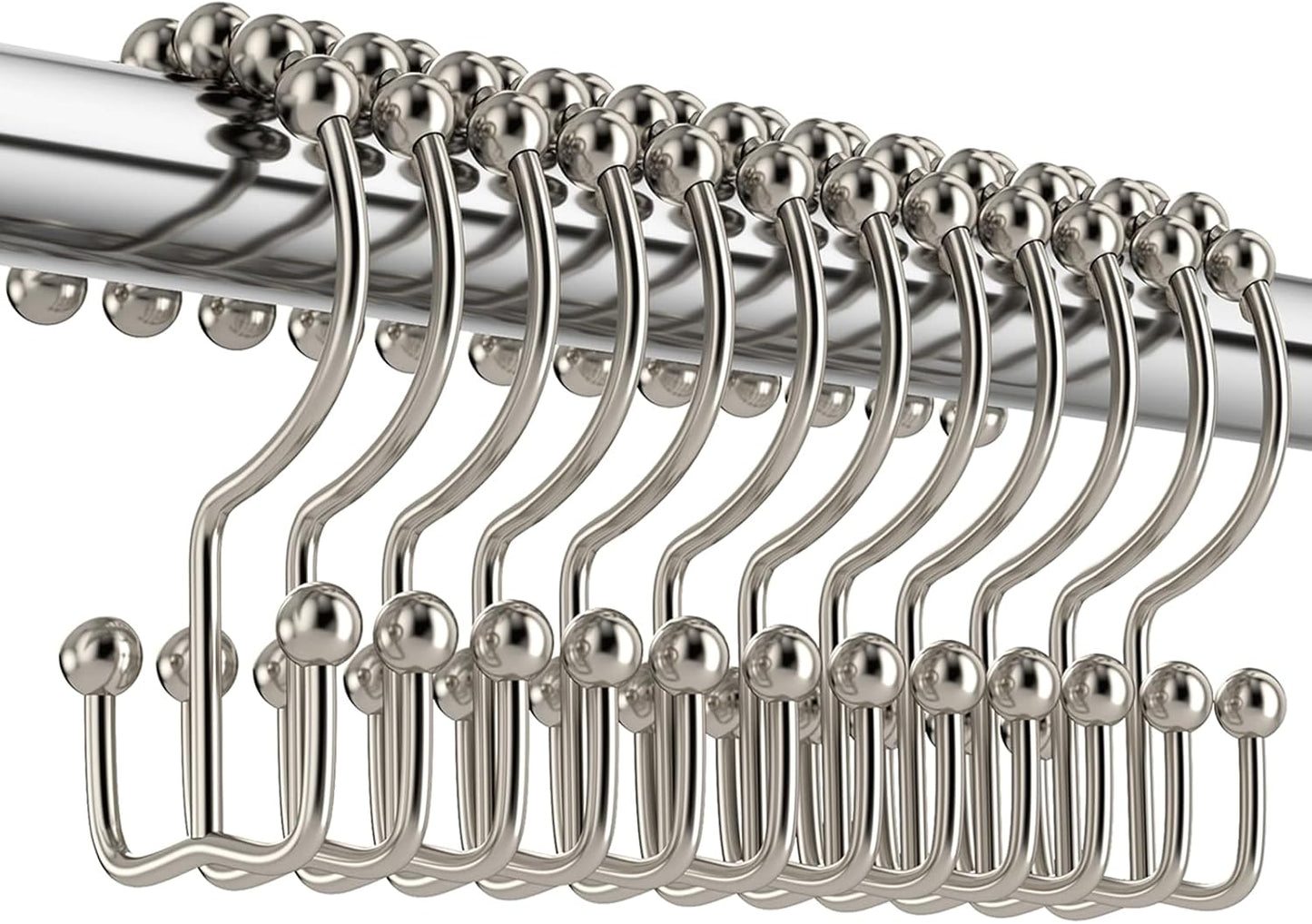 Xiureim Double Glide Shower Hooks - Rust Resistant Metal