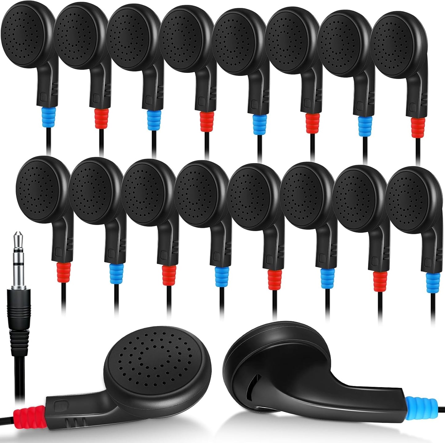 Kanayu 100 Pack Kids Earbuds for Classrooms - Individually Bagged