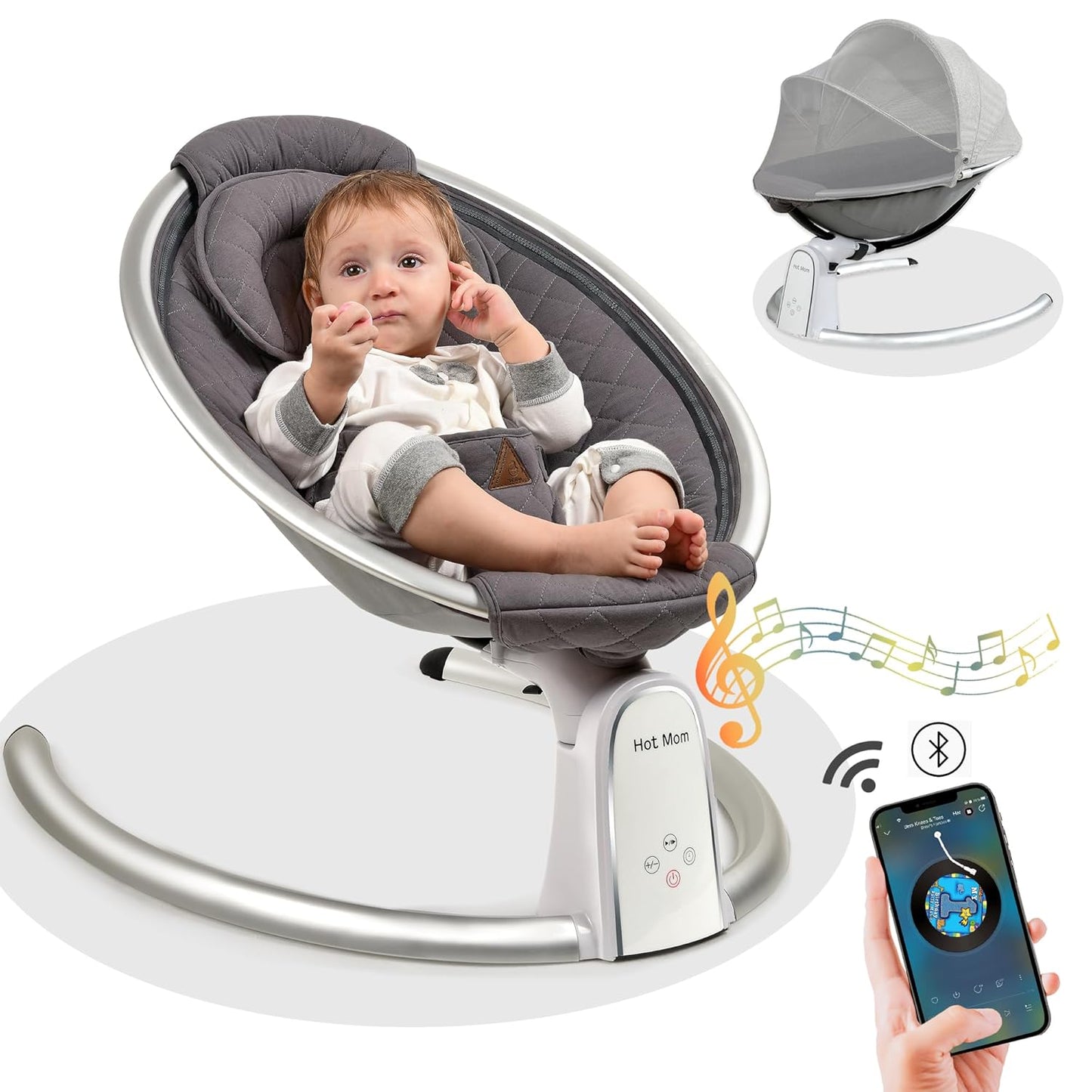 Bluetooth Baby Bouncer with Music Speaker