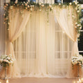20x10 Champagne Tulle Backdrop Curtains for Parties - Sheer Photo