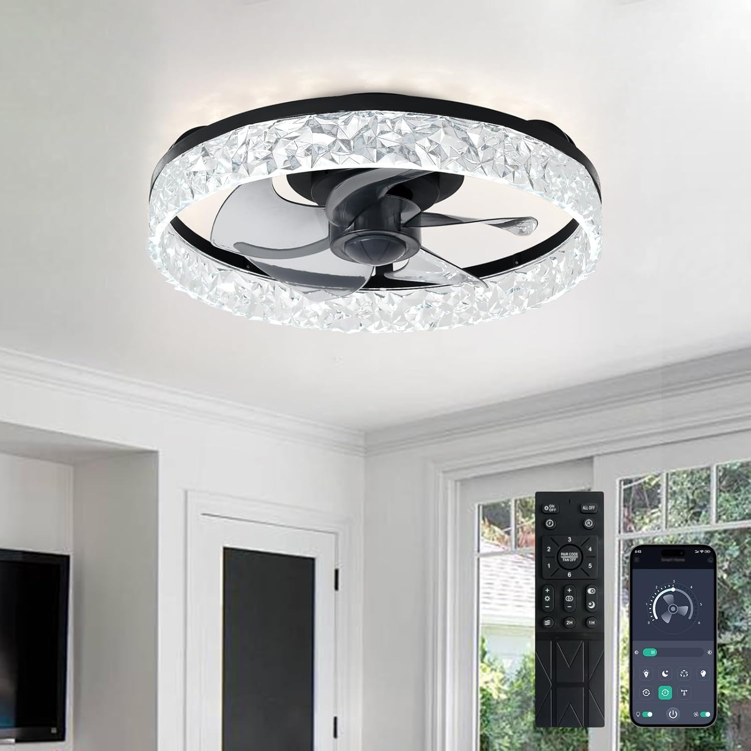 Depuley Modern Ceiling Fan with Light: 16-Inch Bladeless Design