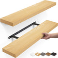 Floating Shelves 24 in Wall Mounted Wood Shelves - Minimal Oak-Toned