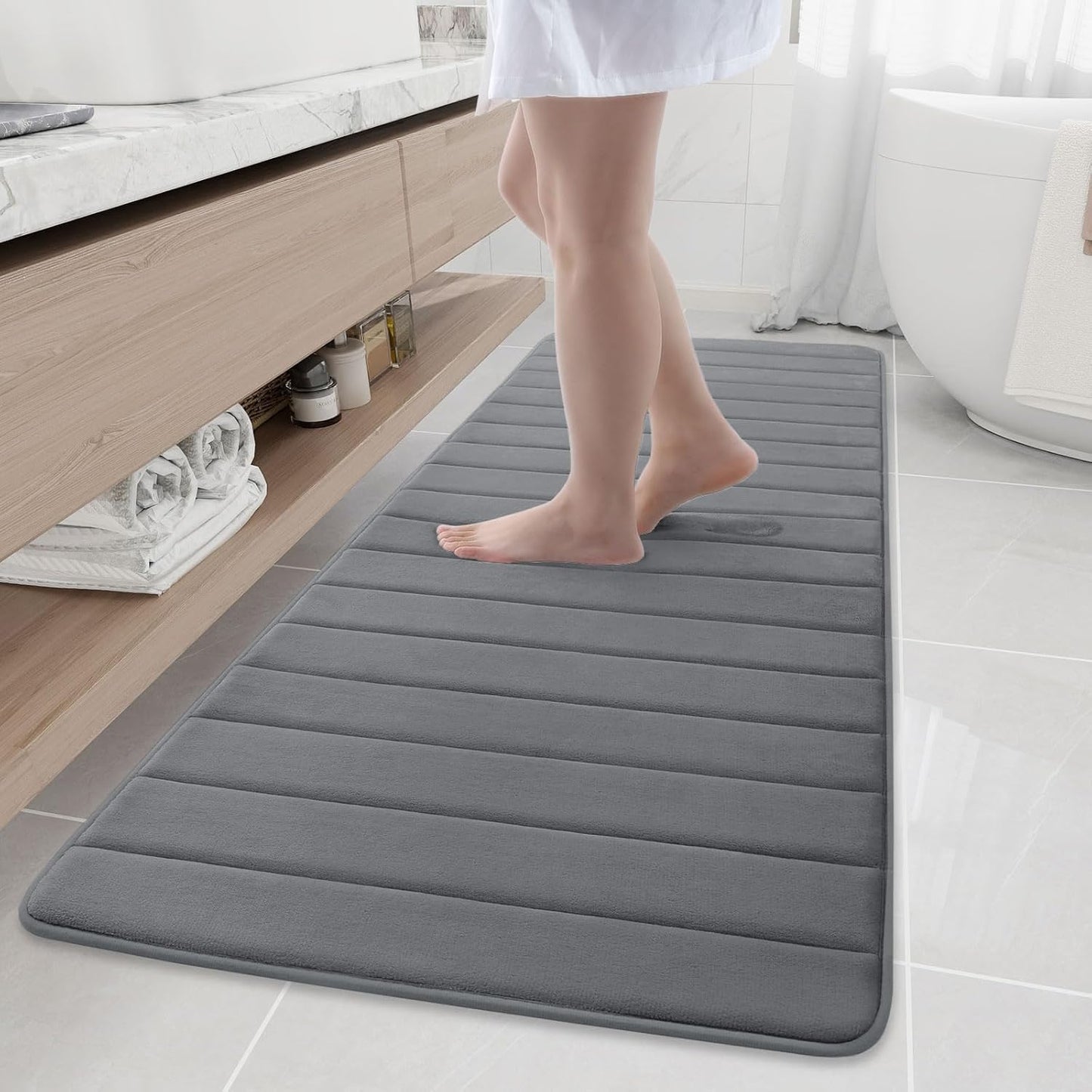 Buganda Memory Foam Bath Mat, Ultra Soft Non-Slip Rug 70in x 24