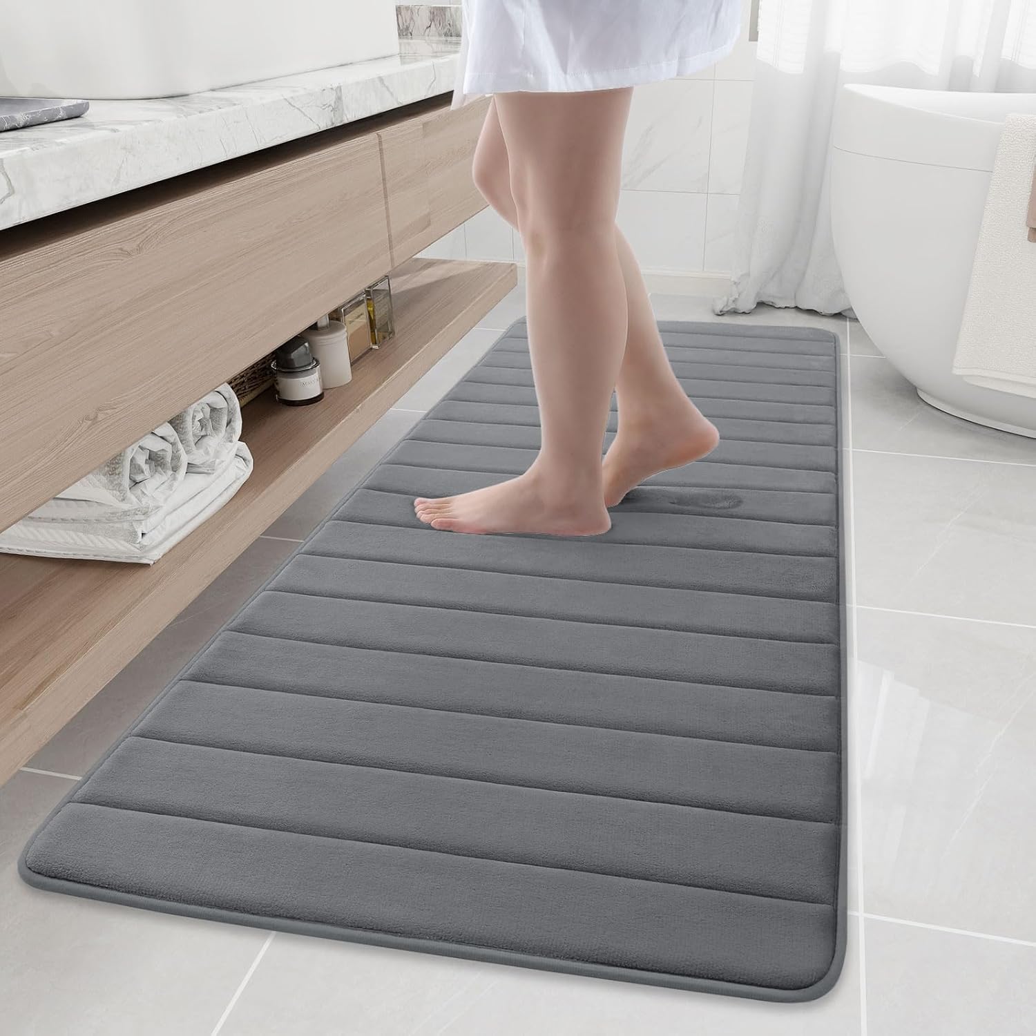 Buganda Memory Foam Bath Mat, Ultra Soft Non-Slip Rug 70in x 24
