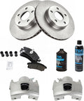 TRQ Front Ceramic Disc Brake Pad Rotor & Calipers Kit - Direct Fit