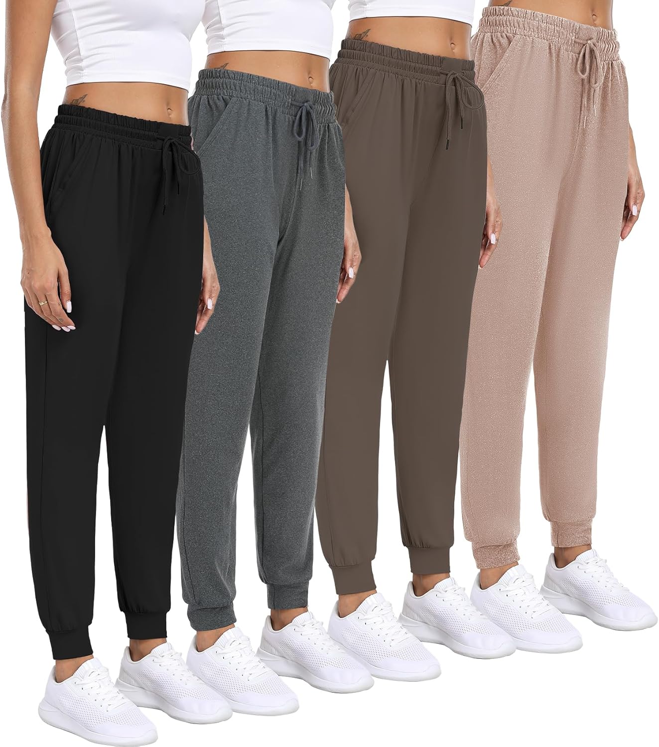 Women Joggers with Pockets for Comfort and Style in 4 Pack