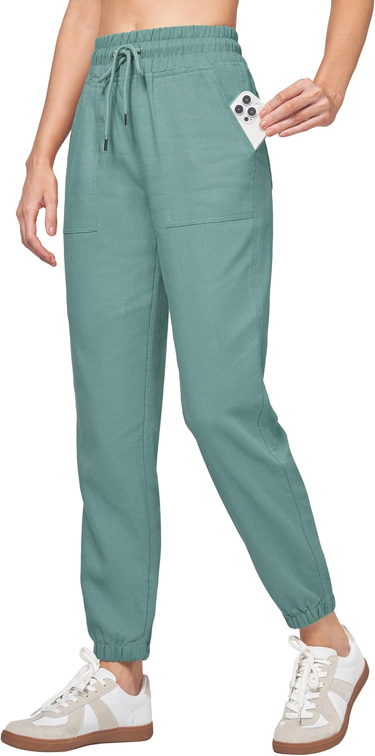 Willit Women Linen Pants Joggers Lightweight Casual Travel Wear