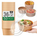 36Oz 50Pcs Large Paper Bowls with Lids - Heavy Duty Disposable Soup