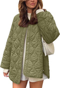 Flygo Women's Oversized Quilted Lightweight Jacket - Padded Button