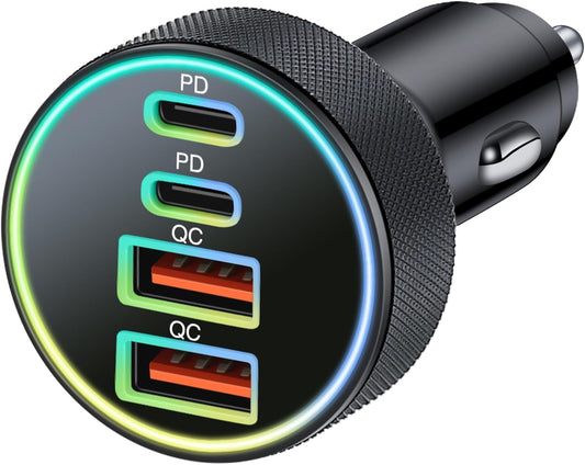 90W 4-Port USB C Car Charger - Fast Multi-Device Charging