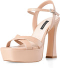 Platform Heels for Women Nude Chunky High Heel Sandals - 4.7in Lift