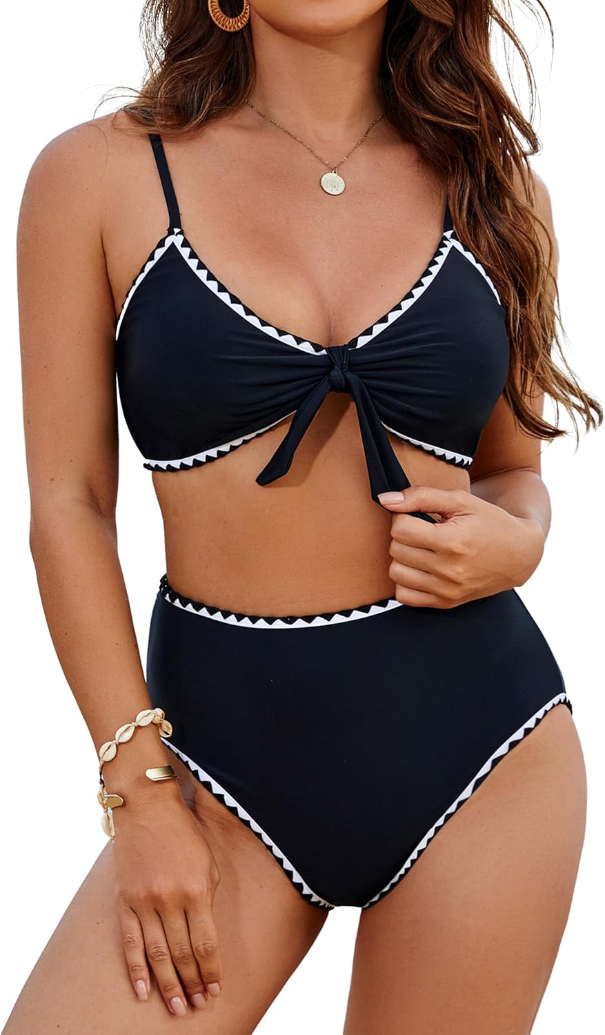 High Waisted Bikini Set for Women with Tie Knot Design
