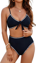 Blooming Jelly Womens High Waisted Bikini Set - Tie Knot V Neck Style