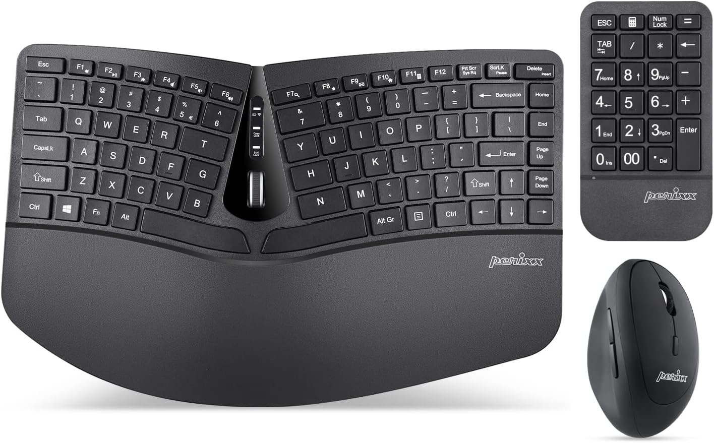 Perixx 3-in-1 Ergonomic Wireless Keyboard Set