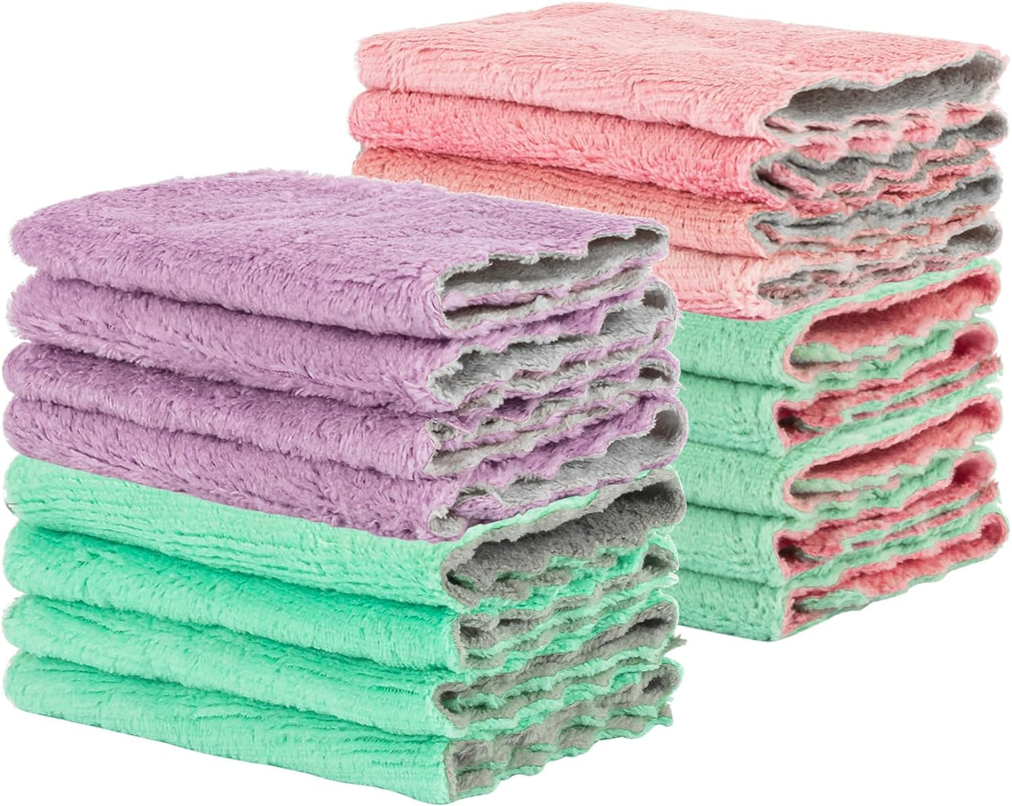 17PCS Coral Velvet Kitchen Towels - Super Absorbent & Quick Drying