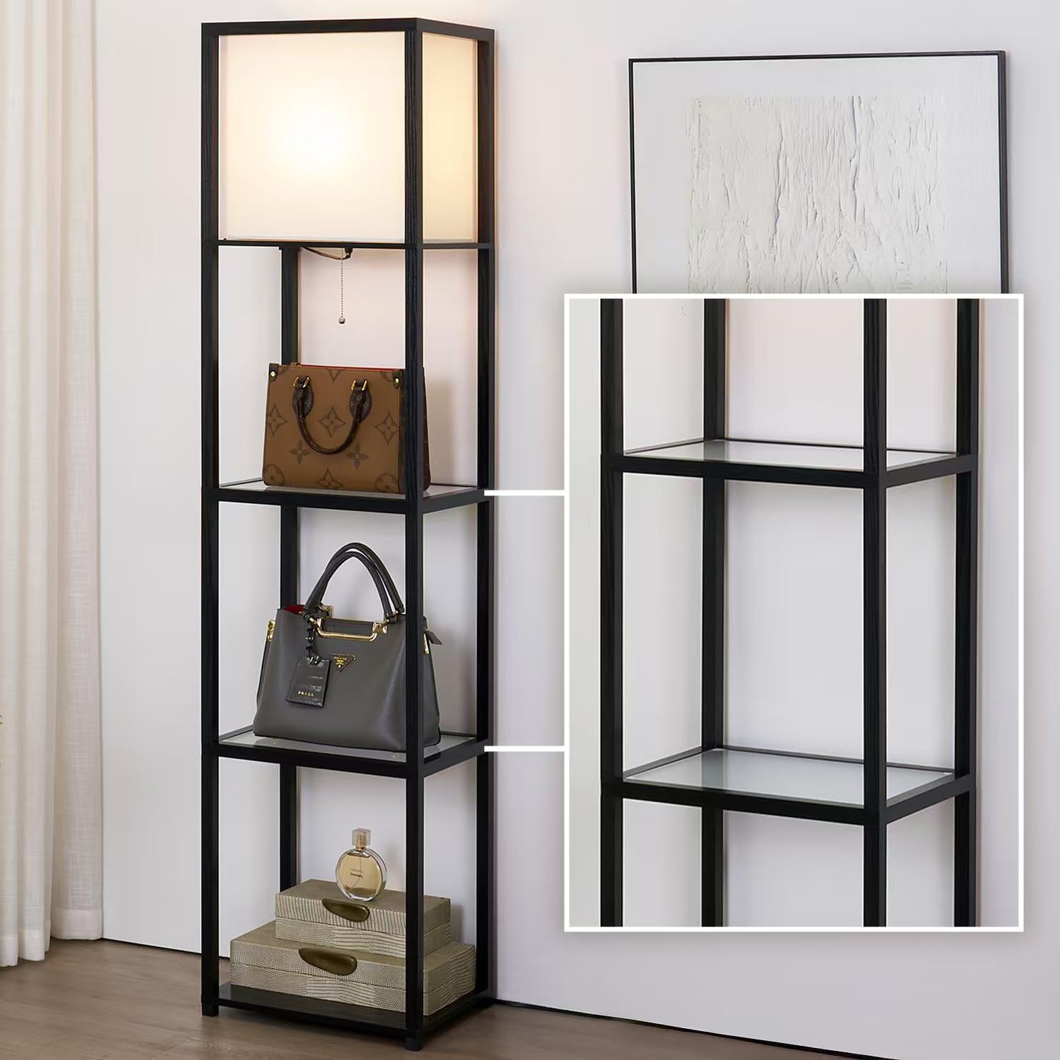 MITELSON Floor Lamp with Shelves for Modern Homes and More