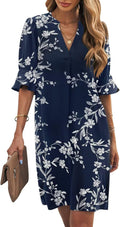 Wkior Shift Dress for Women V Neck Short Sleeves - Flowy Summer Style