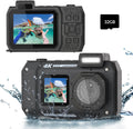 33FT Underwater Camera 4K 30FPS with Dual Screens - Waterproof 48MP
