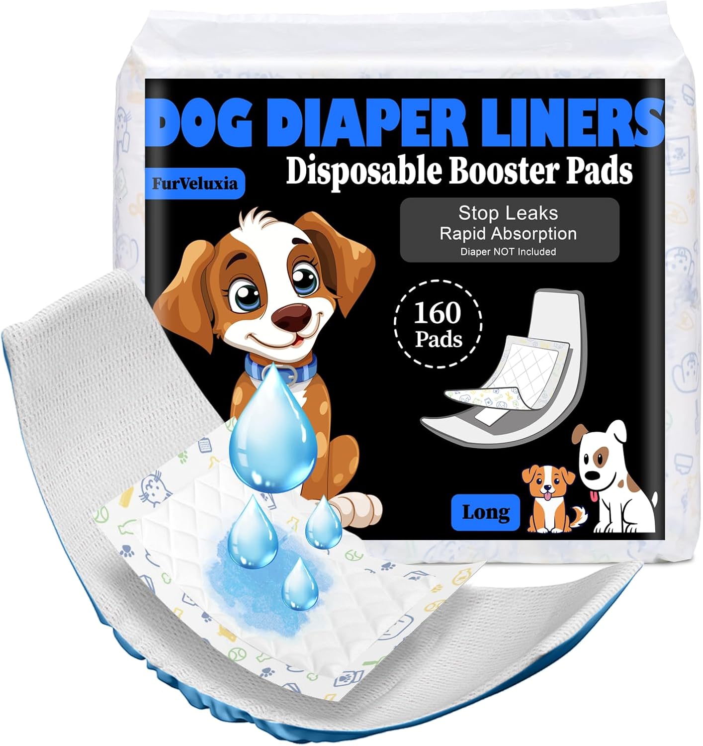 Super Absorbent Dog Diaper Liners - 160ct