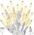 Christmas Lights 500 Clear Bulbs on 100 ft White Wire - Warm Twinkle