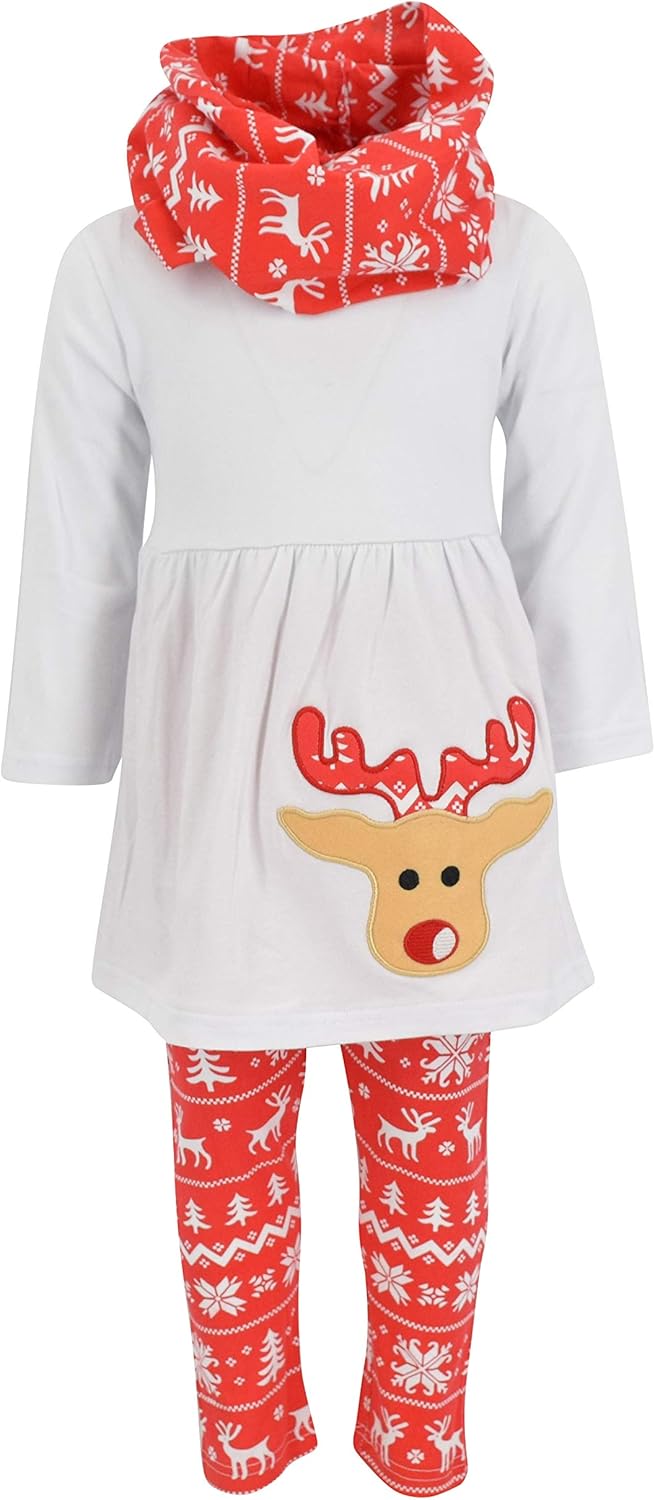 Unique Baby Girls Toddler 3pc Outfit Set for Christmas Fun