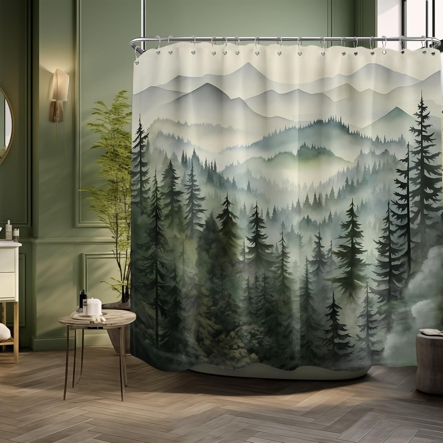 Extra Wide Shower Curtain for Clawfoot Tub, 108x72 Inch Green