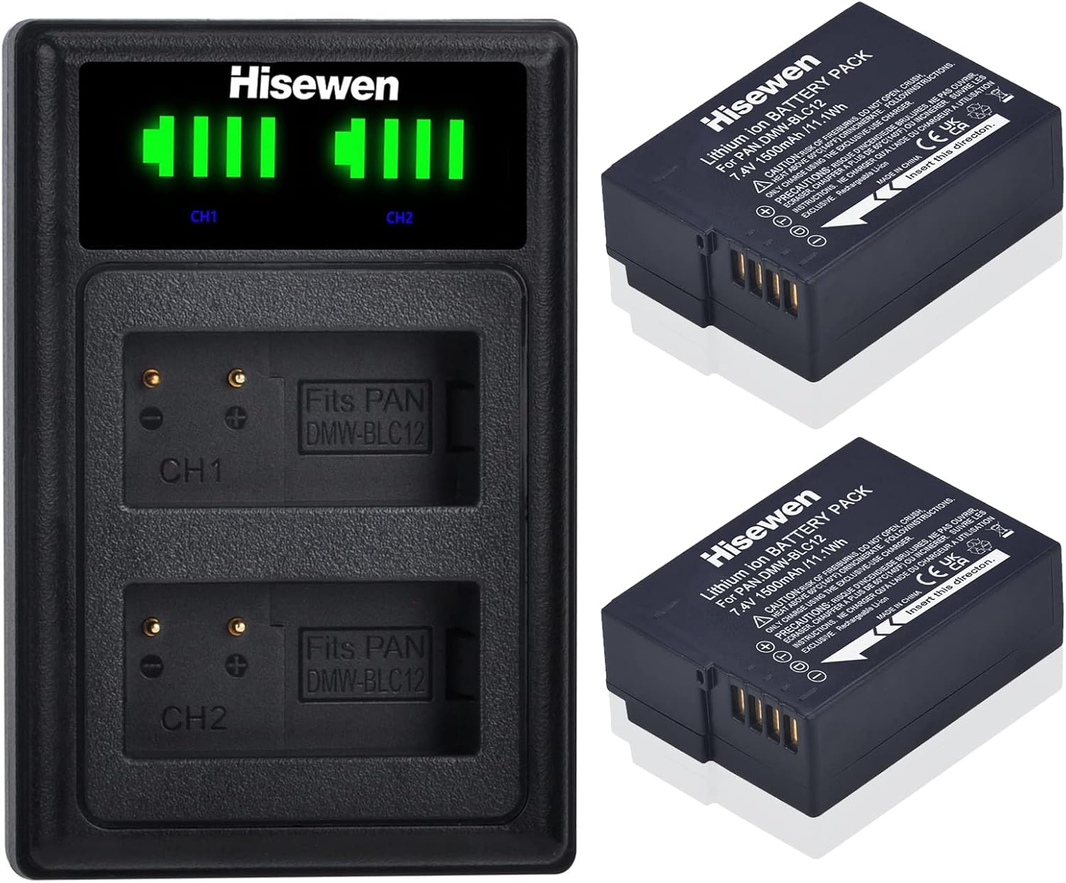 Hisewen DMW-BLC12 Battery and Dual Charger for Panasonic Cameras