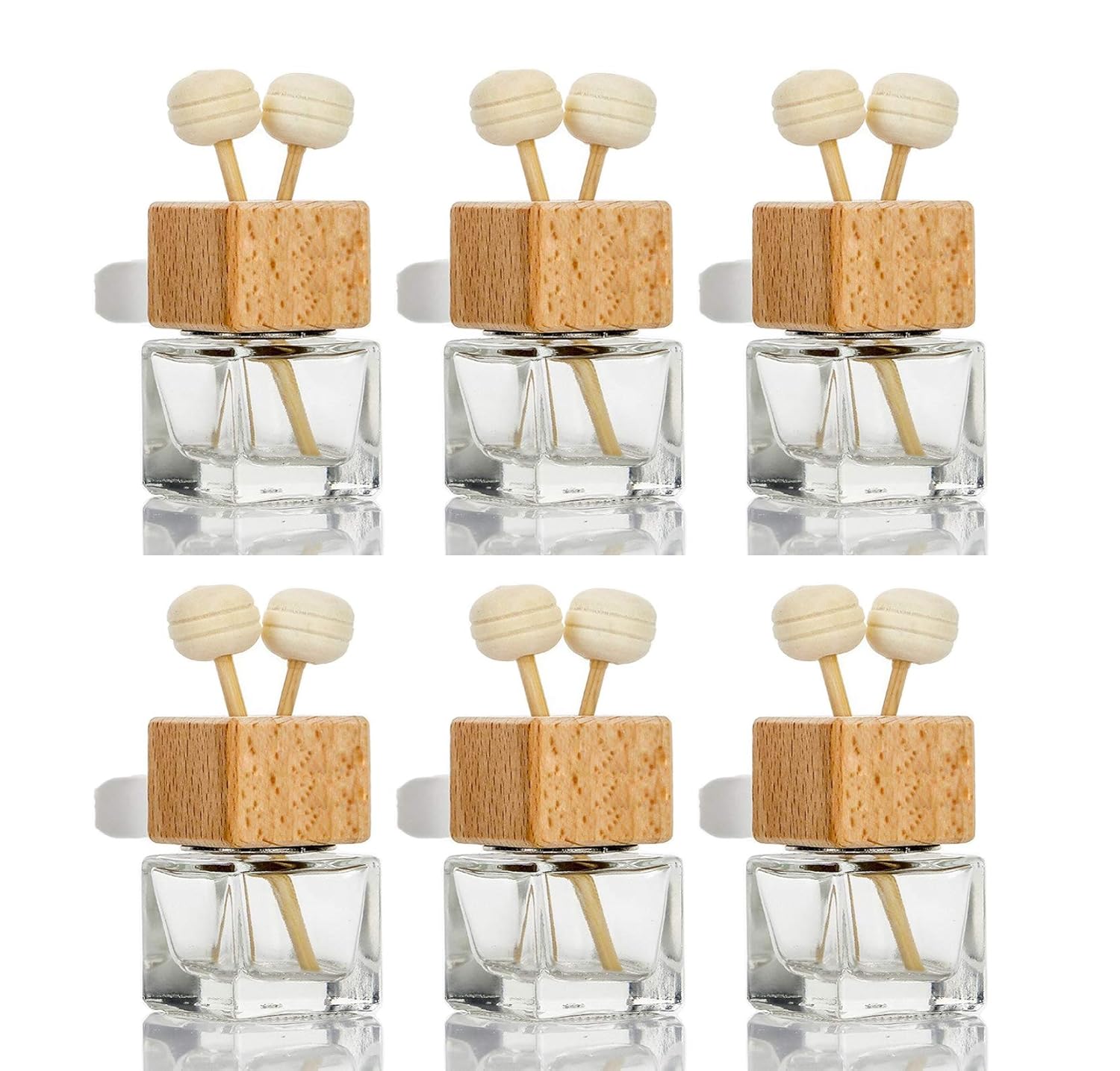 6 Pack Clear Glass Car Essential Oil Diffusers - Relax on the Go!