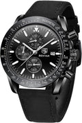 BENYAR Mens Quartz Chronograph Leather Strap Watch - Elegant Design