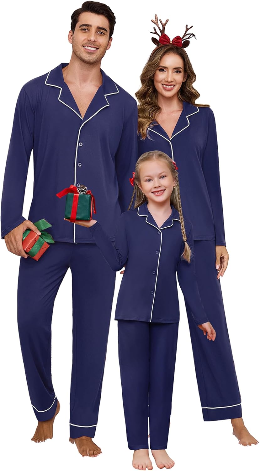 Family Matching Pajamas Set Long Sleeve Soft Lounge Sleepwear
