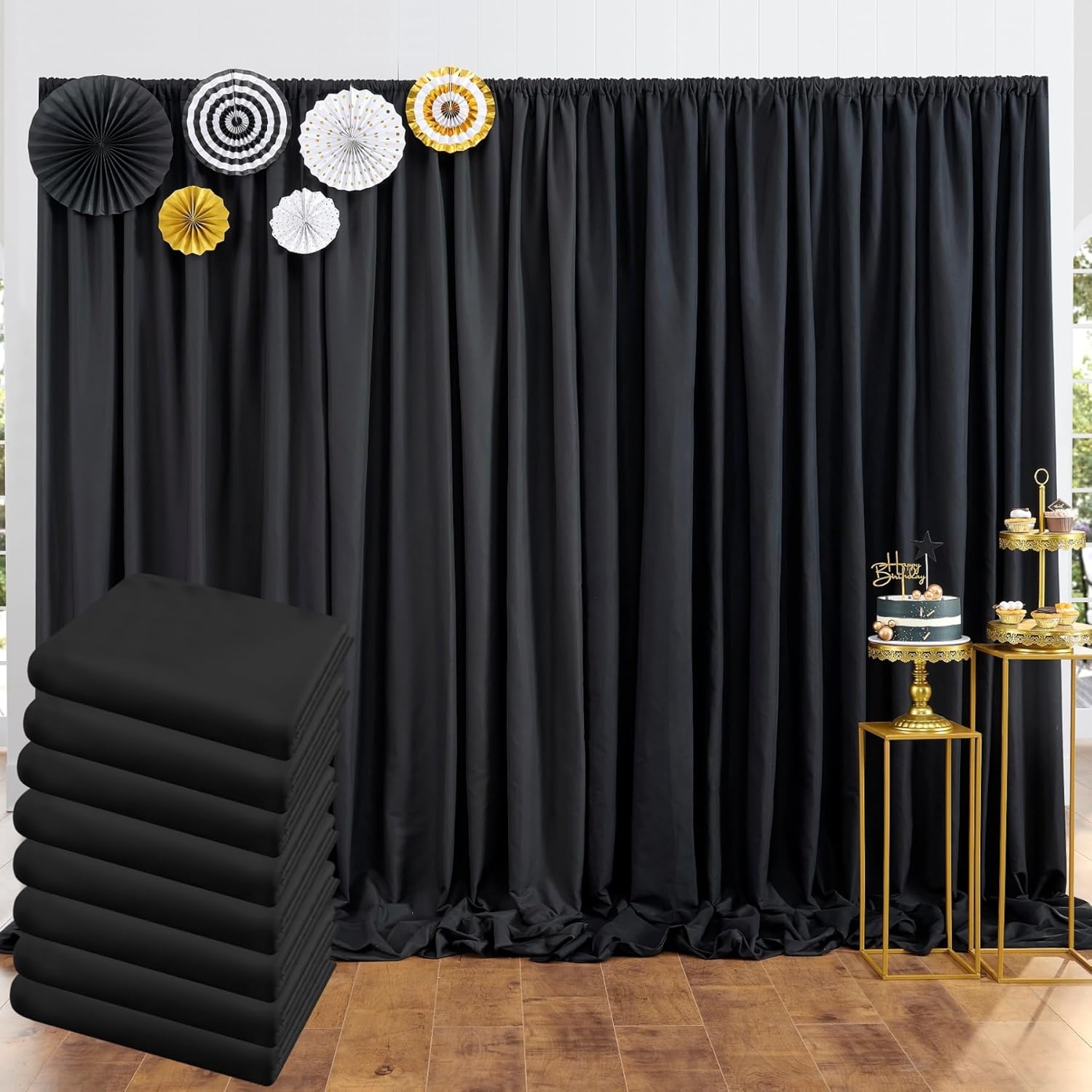 40 ft x 10 ft Thick Black Backdrop Curtain for Parties and Events