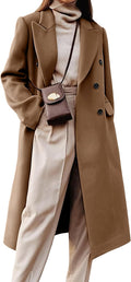 Womens Long Wool Coats Double Breasted Trench Peacoat - Dressy