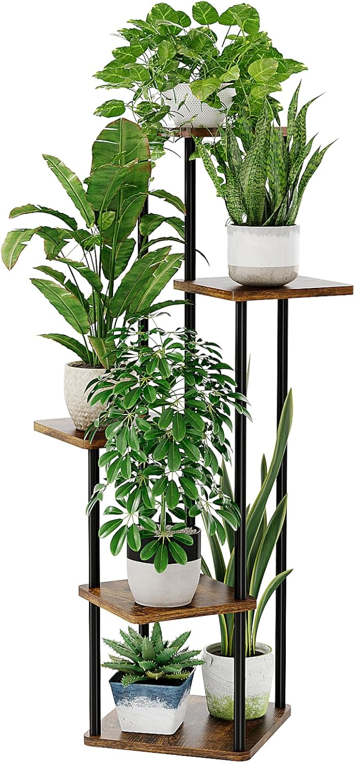 Bamworld Plant Stand Indoor Tall Plant Shelf for Multiple Plants