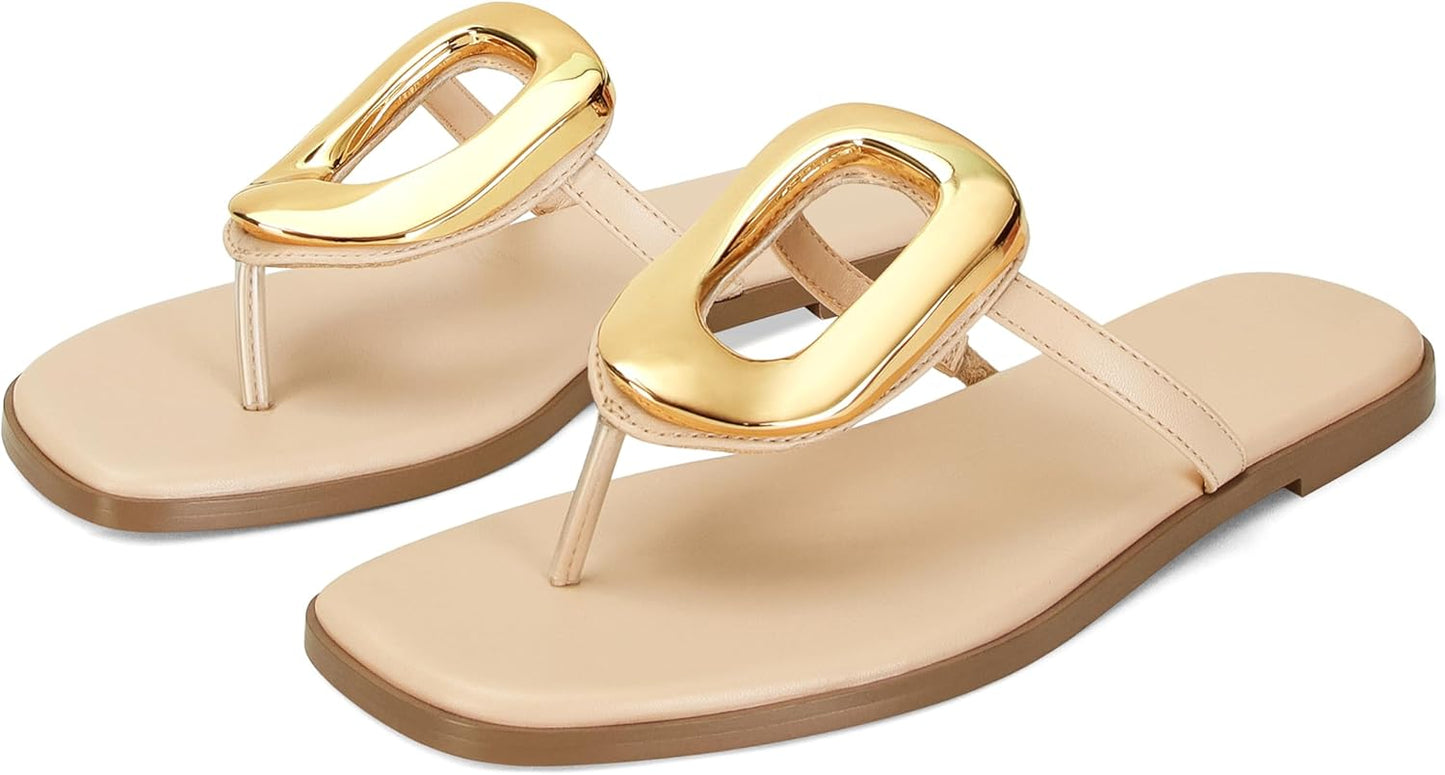 Stylish Flip-Flops for Women with Bold Metal Hardware Design