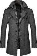 Men's Wool Blend Coat with Detachable Scarf - Warm Winter Trench